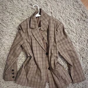 Brown Plaid Women's Jacket